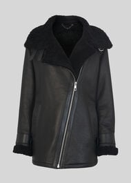 Shearling Brianna Biker Jacket Black