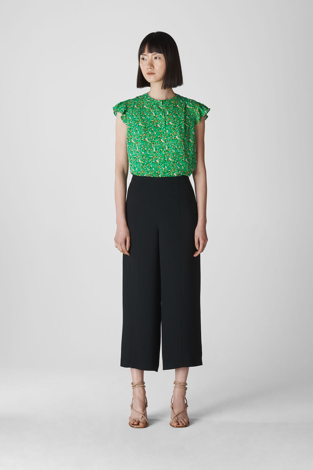 Ditsy Blossom Pleated Blouse Green/Multi