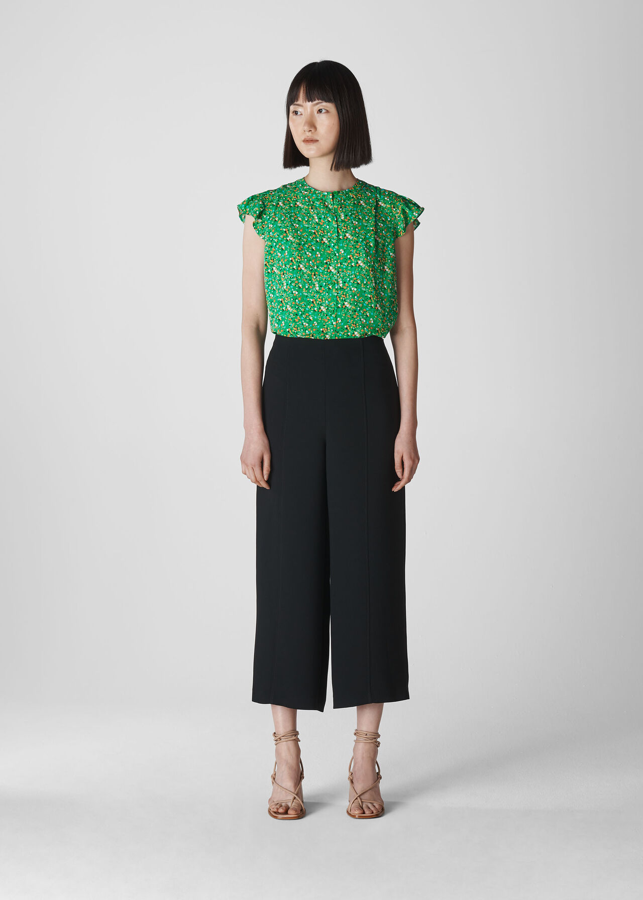 Ditsy Blossom Pleated Blouse Green/Multi