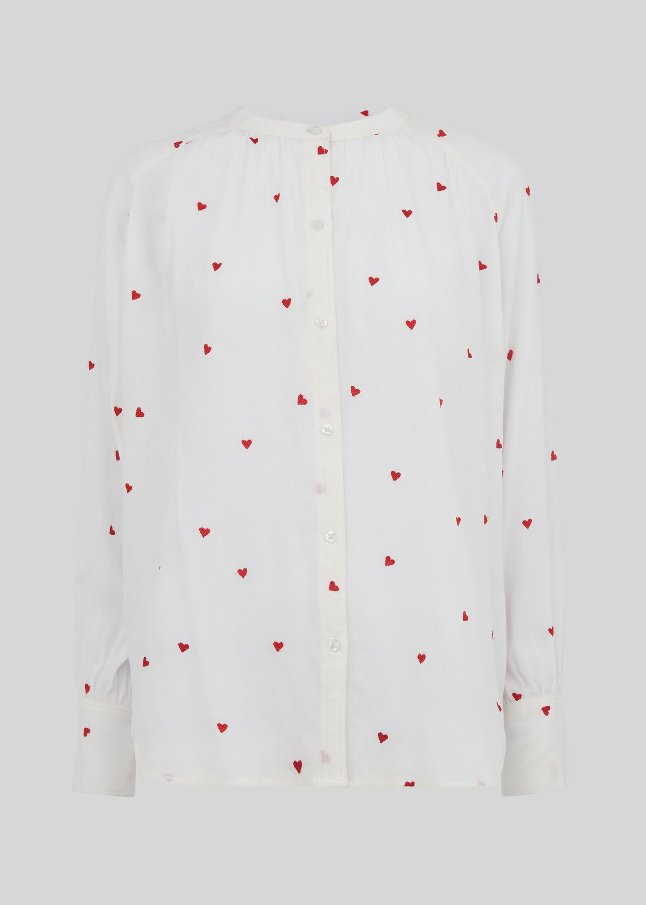 Heart Embroidered Blouse White/Multi