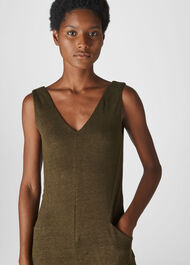 Washed Linen Jumpsuit Khaki
