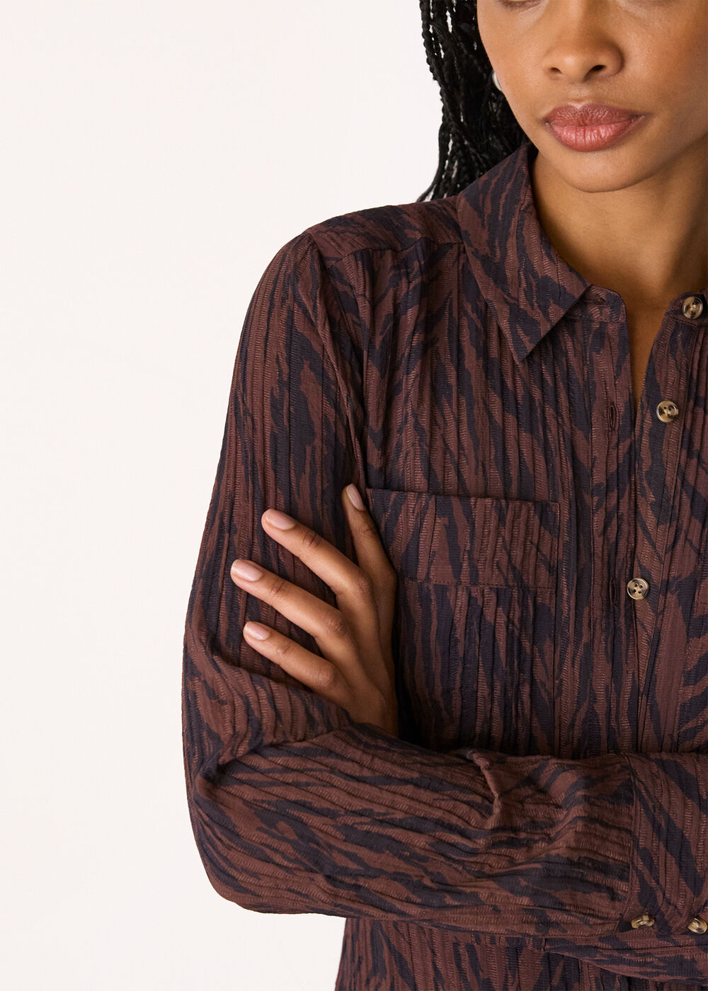 Zebra Collared Shirt Dress