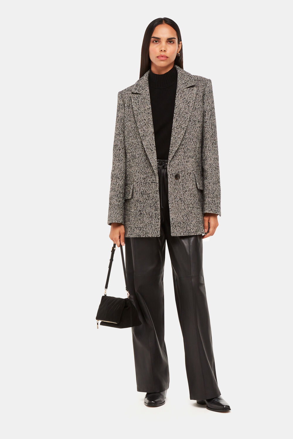 Brown Noa Herringbone Short Coat