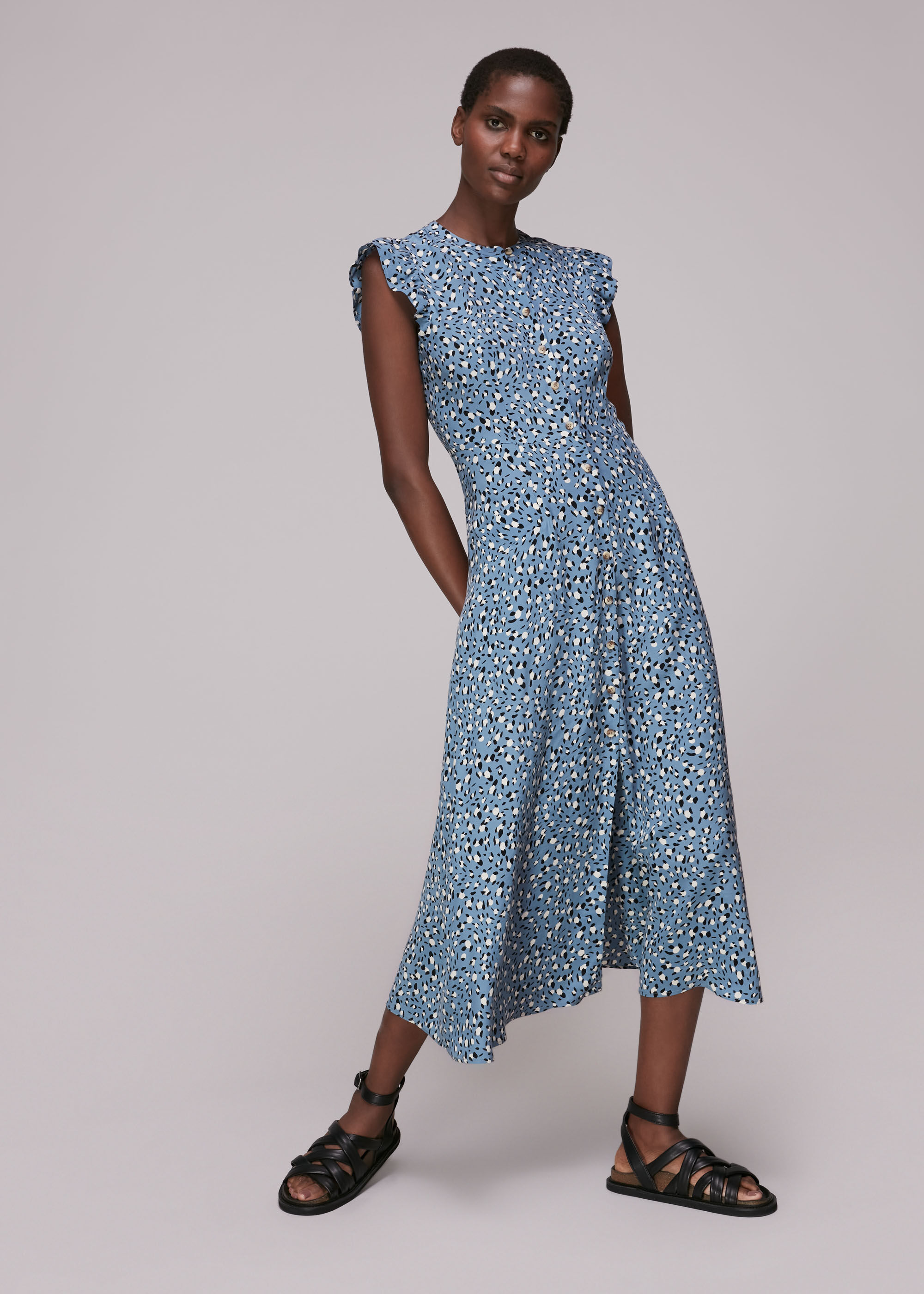 Whistles blue leopard print dress store