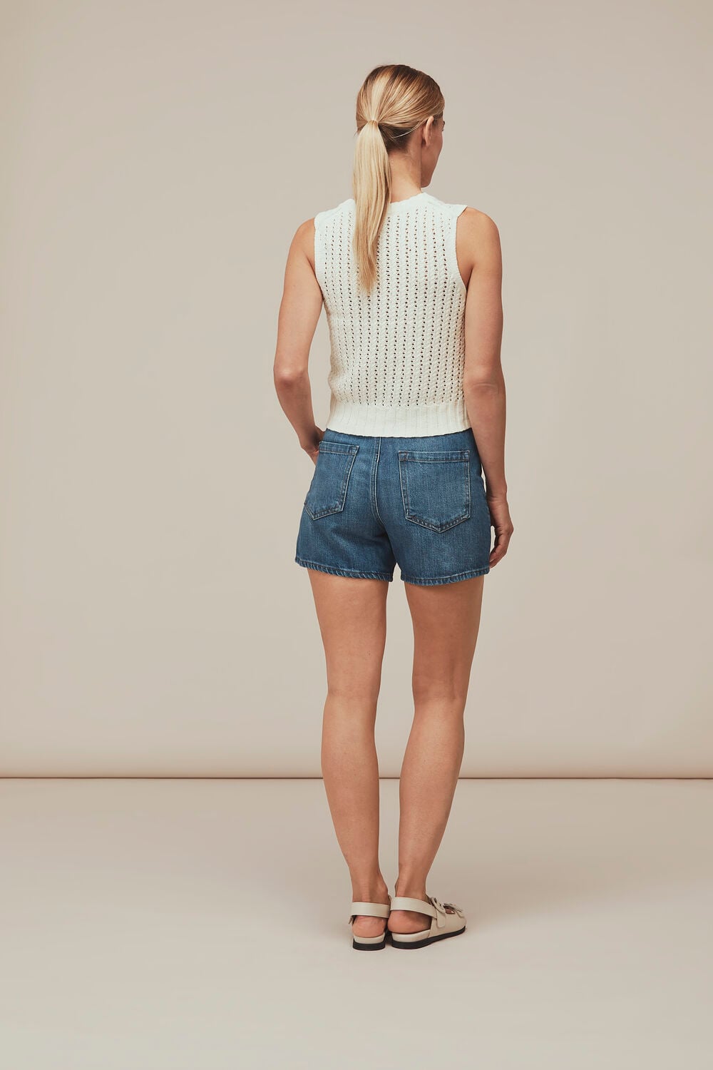 Chevron Pointelle Knit Ivory