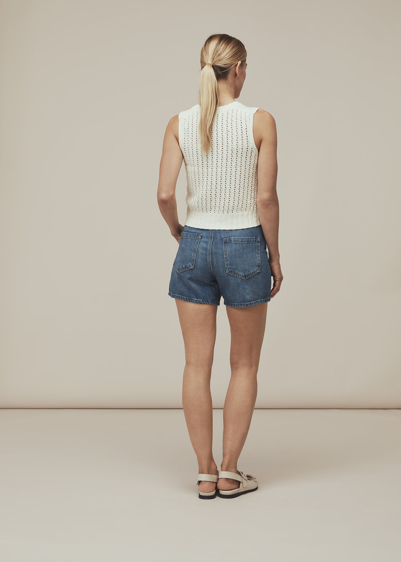 Chevron Pointelle Knit Ivory