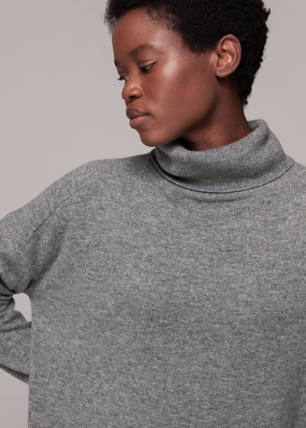 indoor threat apology Grey Cashmere Roll Neck Dress | WHISTLES 