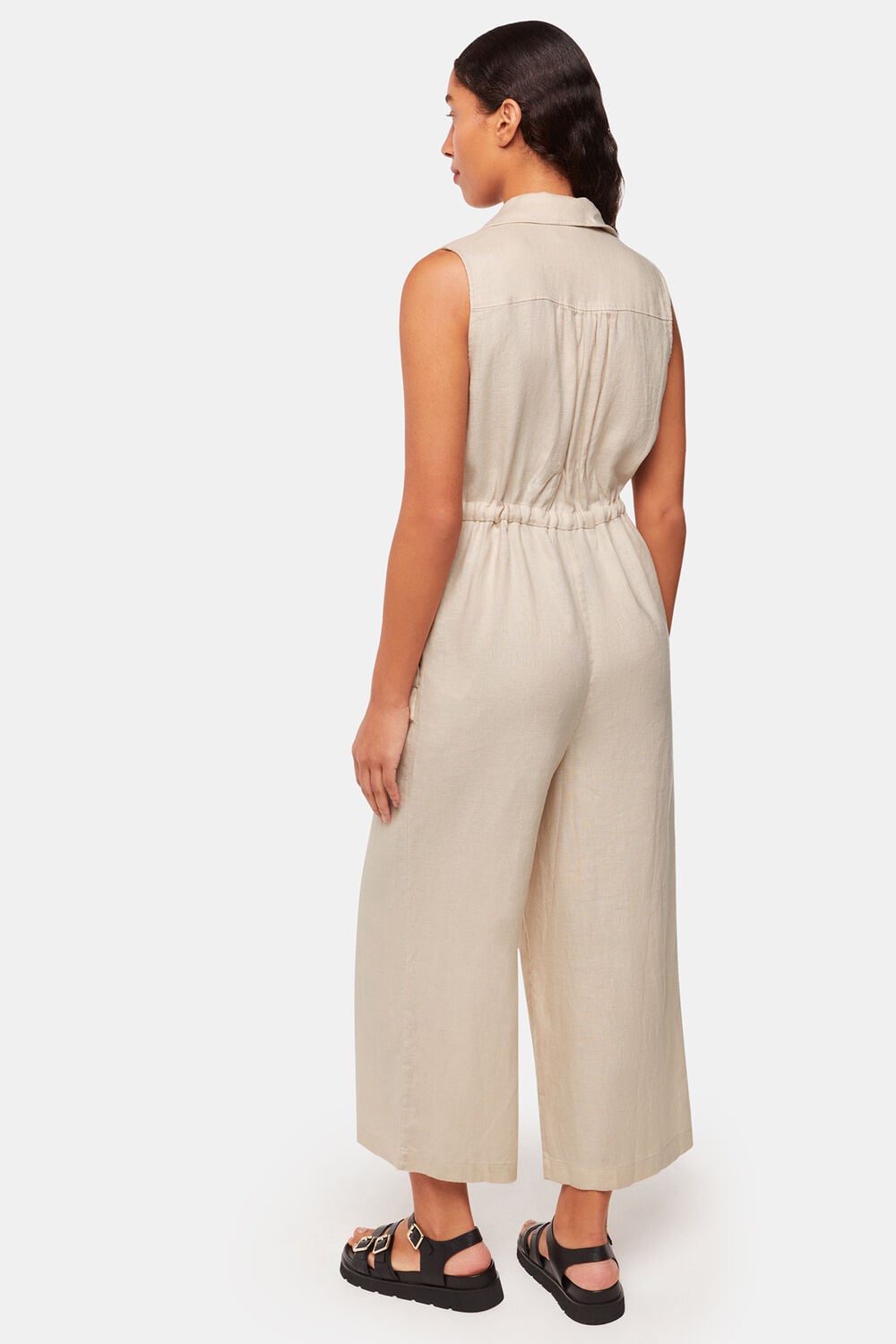 Neutral Bella Linen Wrap Jumpsuit