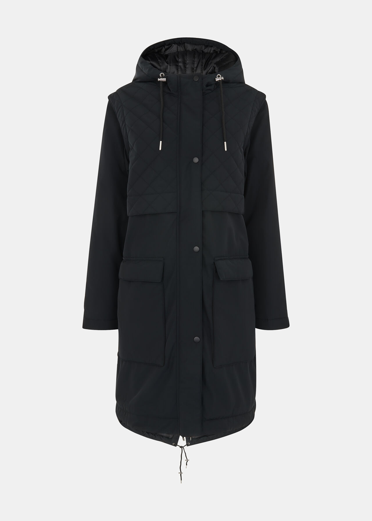 Black Quilted Parka Coat with a Hood | Whistles