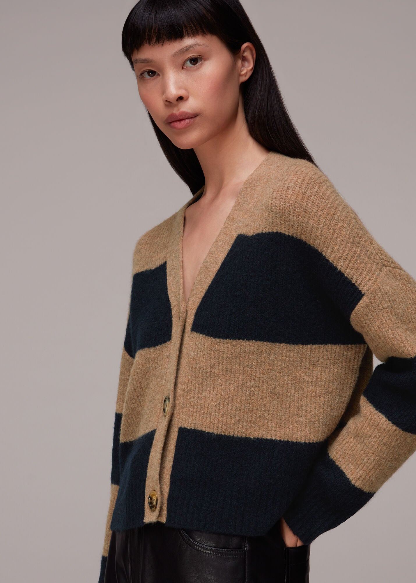 Multi Stripe Ribbed Cardigan | WHISTLES 