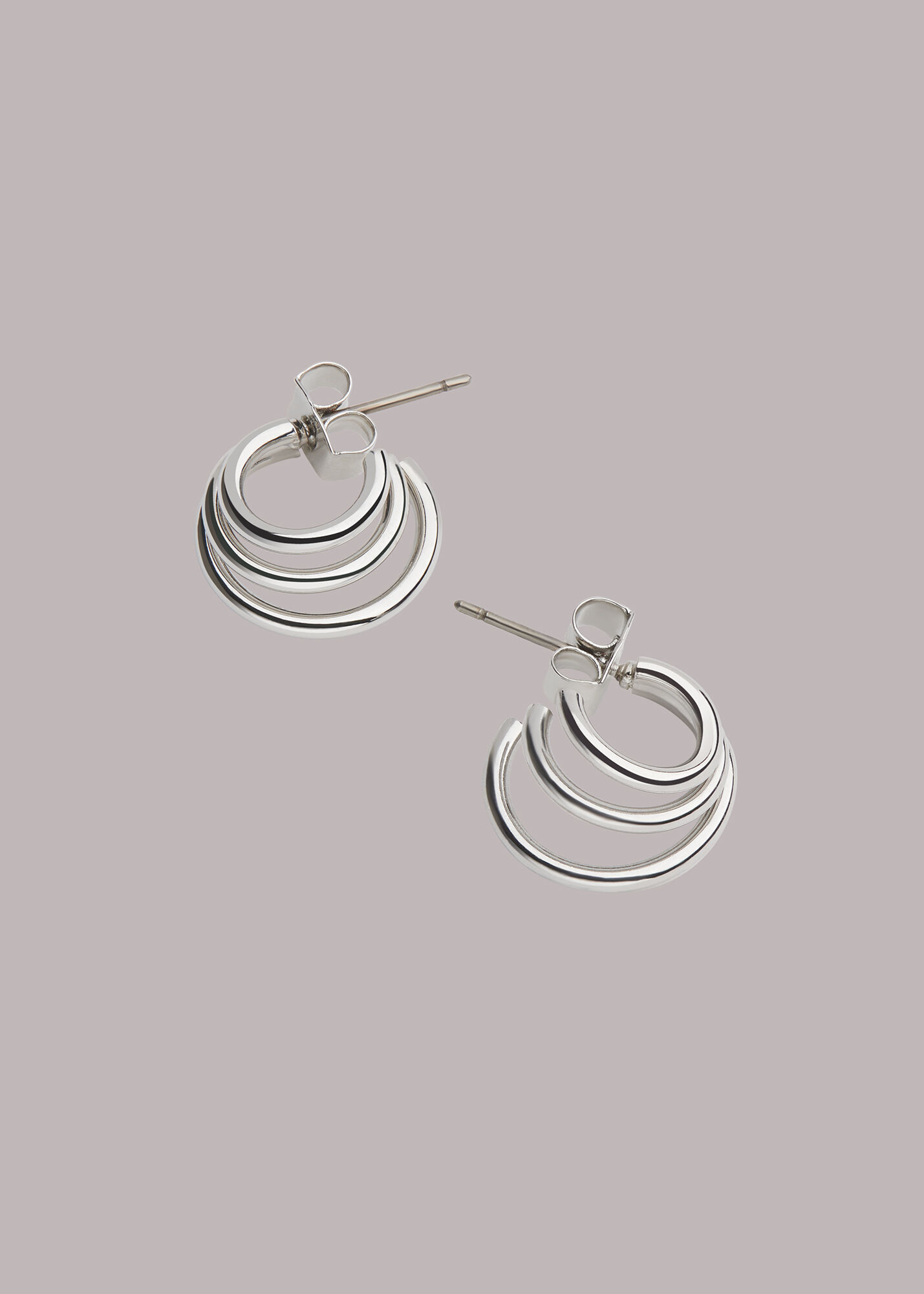 Sterling silver discount triple hoop earrings