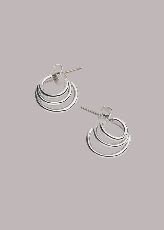 Silver Triple Hoop Earring
