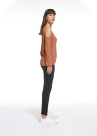 V Neck Cold Shoulder Sweater