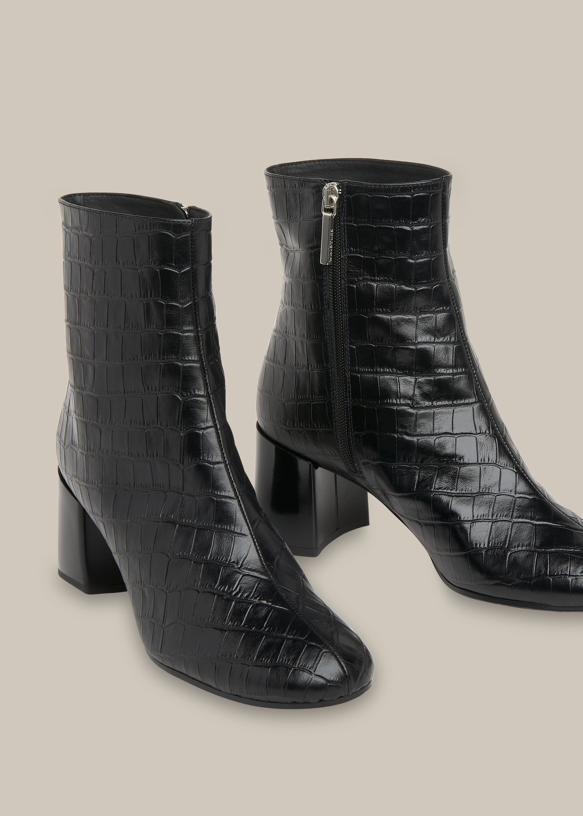 croc block heel boots