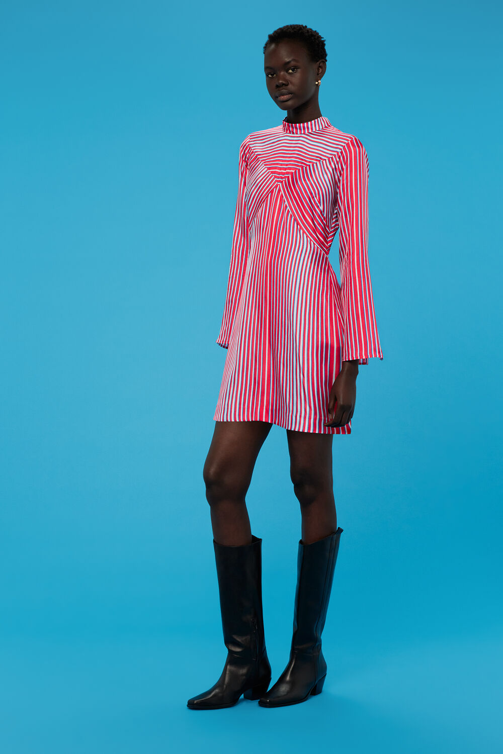 Multicolour Tangle Stripe Silk Mix Dress