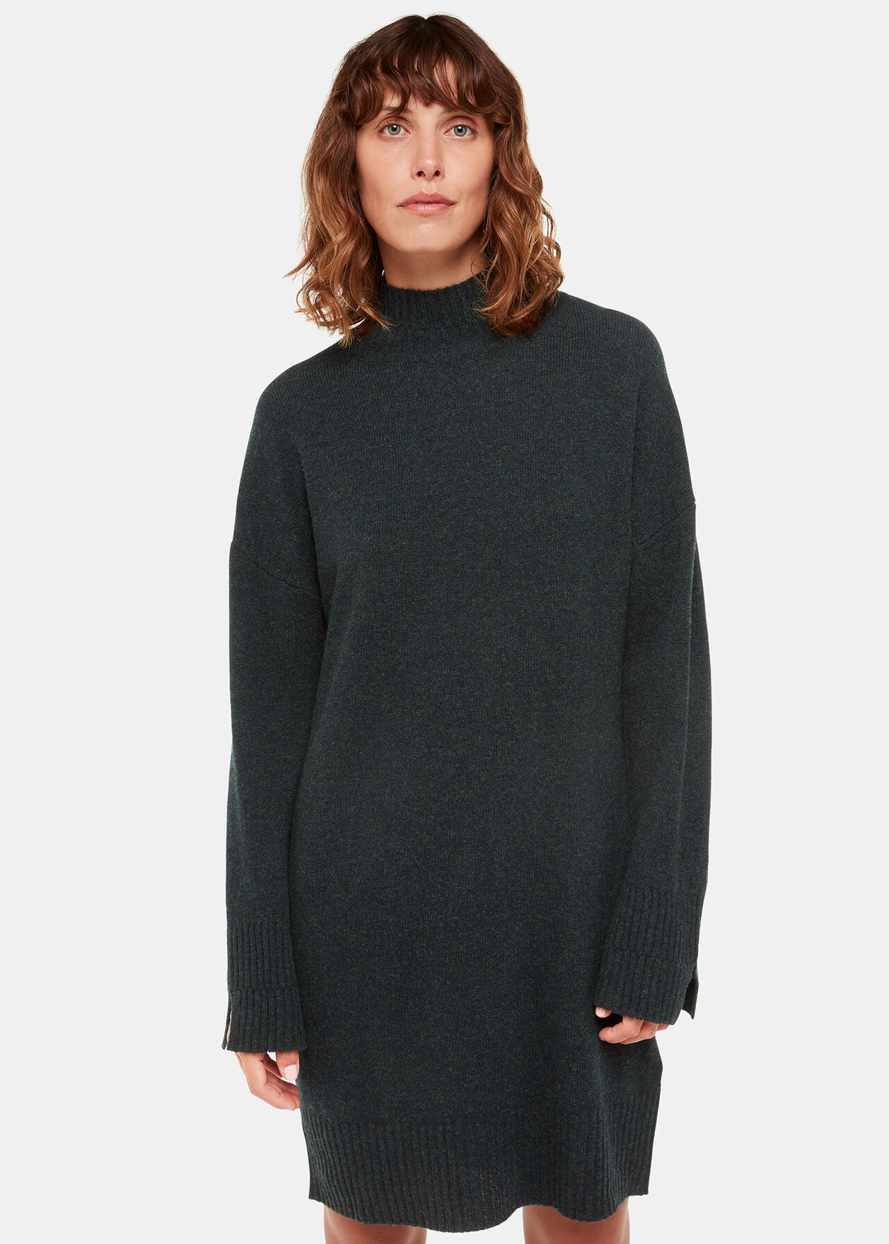 Forest Green Amelia Wool Knitted Dress | WHISTLES