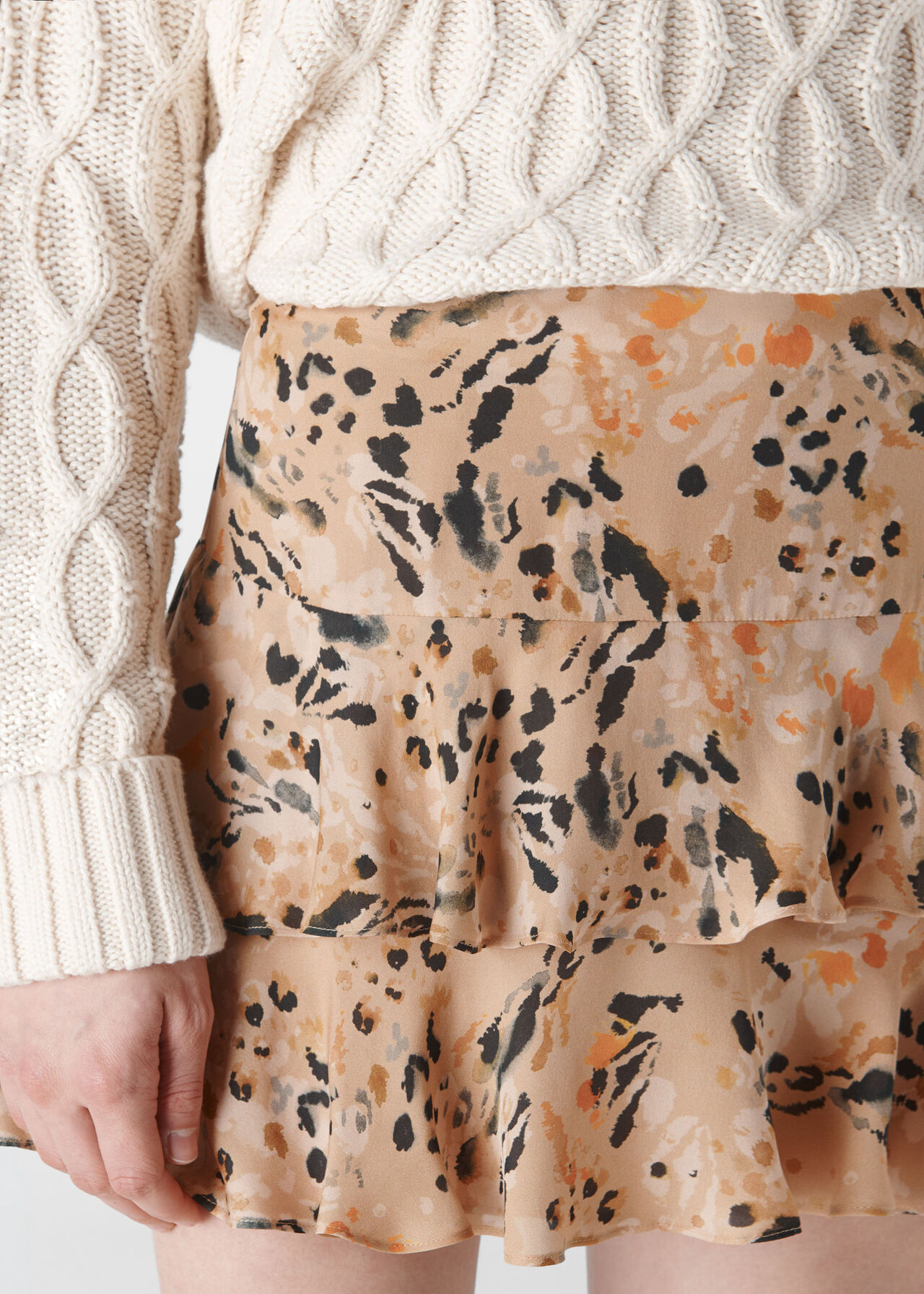 Leopard Print Silk Skirt Multicolour