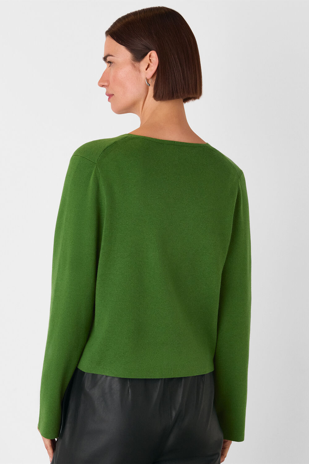 Green V Neck Button Front Cardigan