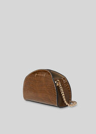 Miri Small Half Moon Croc Bag Brown