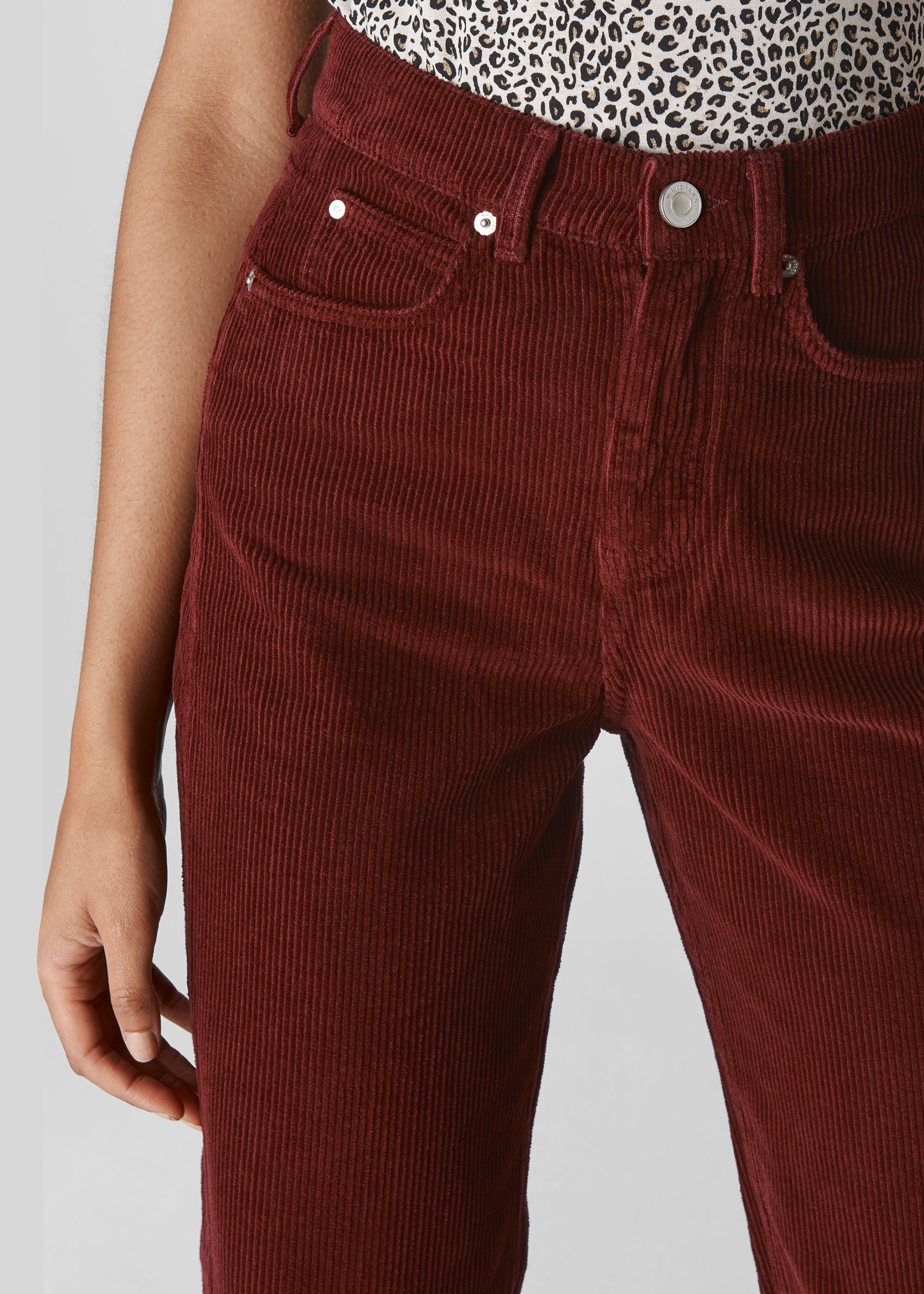 Rust High Waist Cord Barrel Jean 