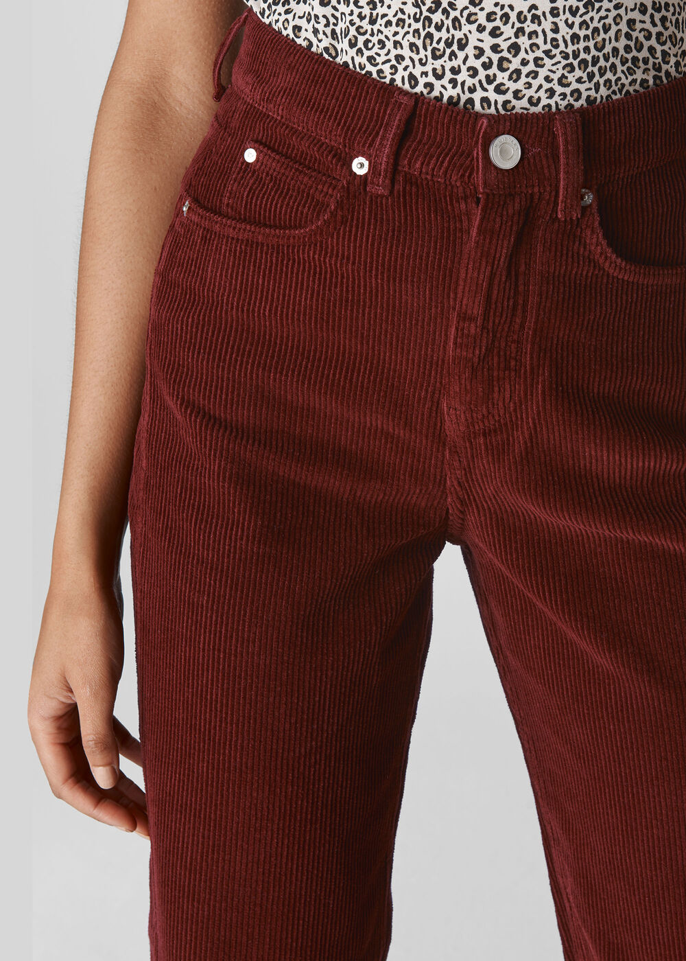 High Waist Cord Barrel Jean Rust