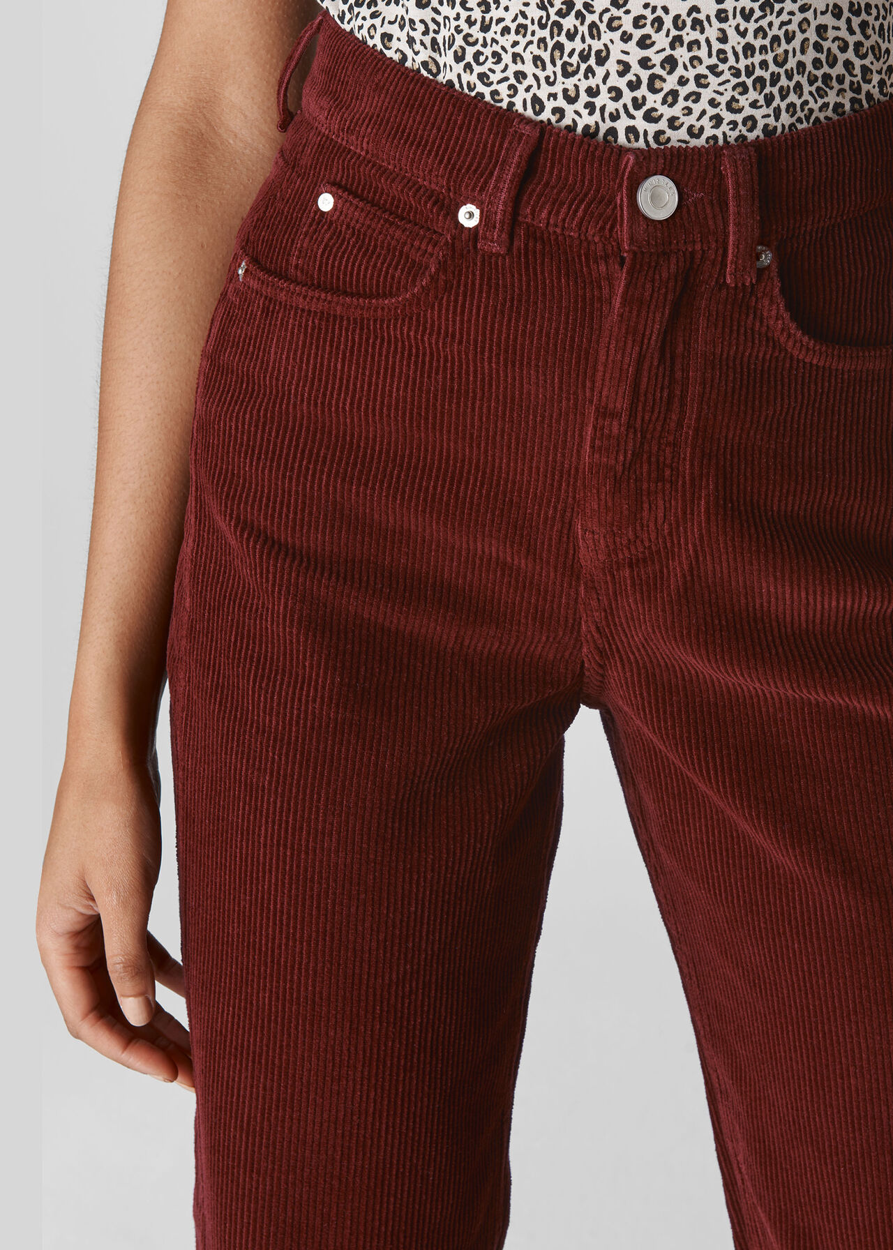 High Waist Cord Barrel Jean Rust