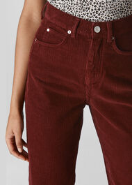 High Waist Cord Barrel Jean Rust