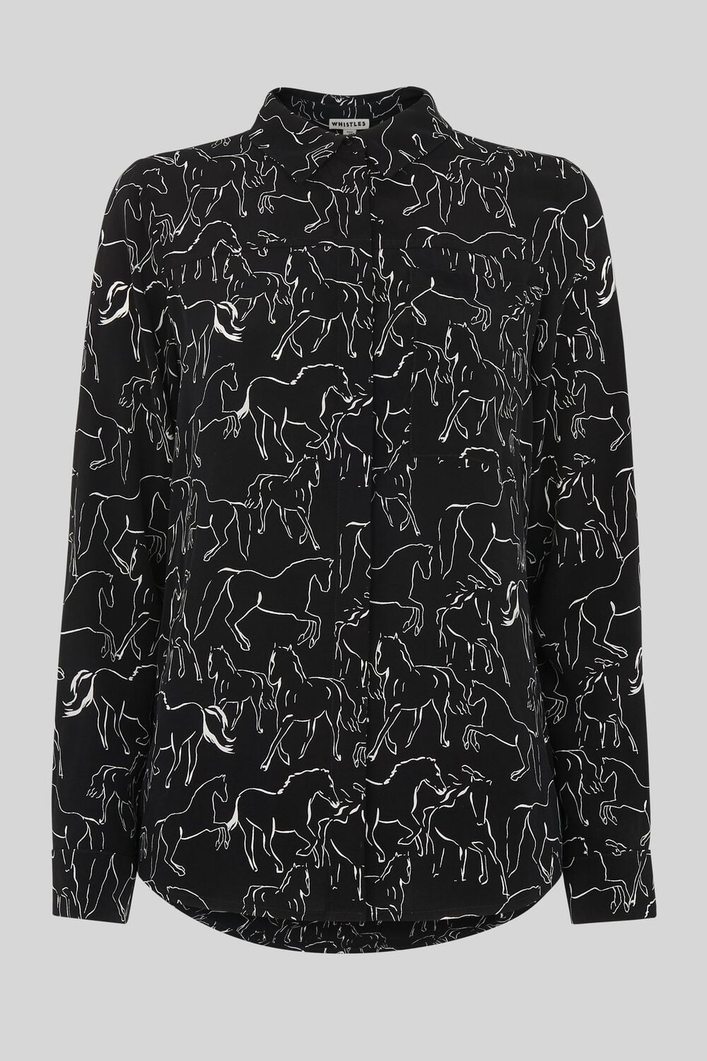 Stallion Print Pocket Shirt Black and White