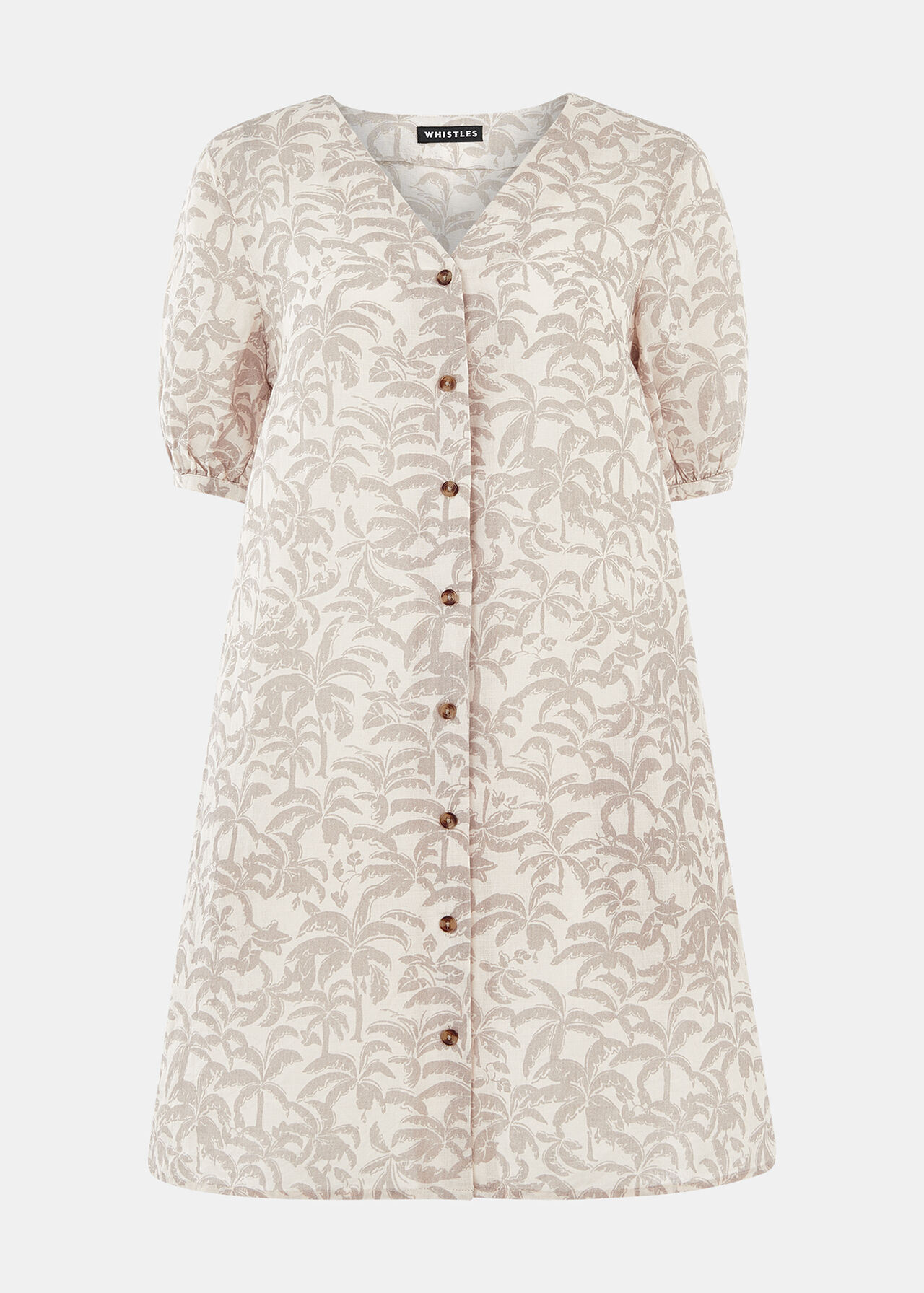 Palm Print Linen Blend Dress