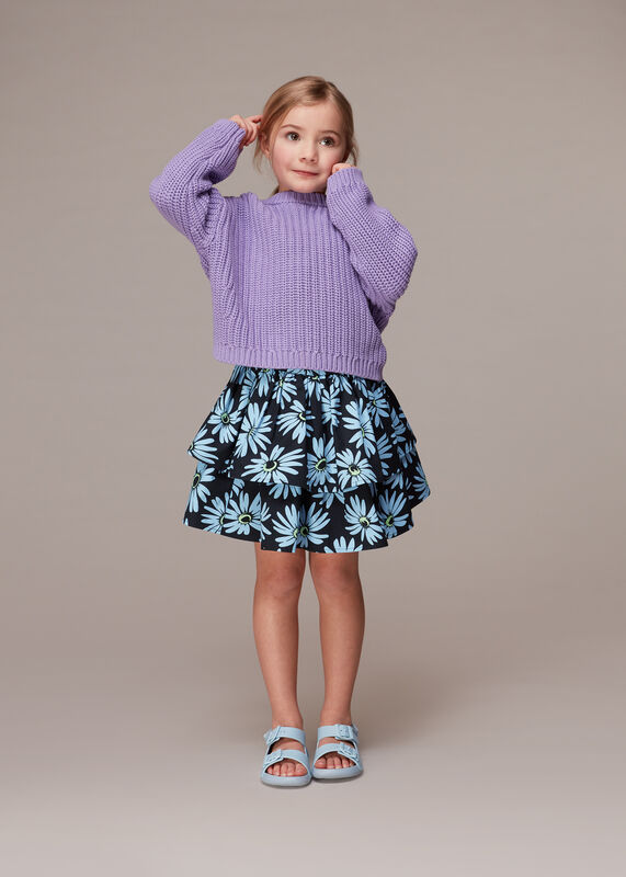 Blue Daisy Print Ra Ra Skirt