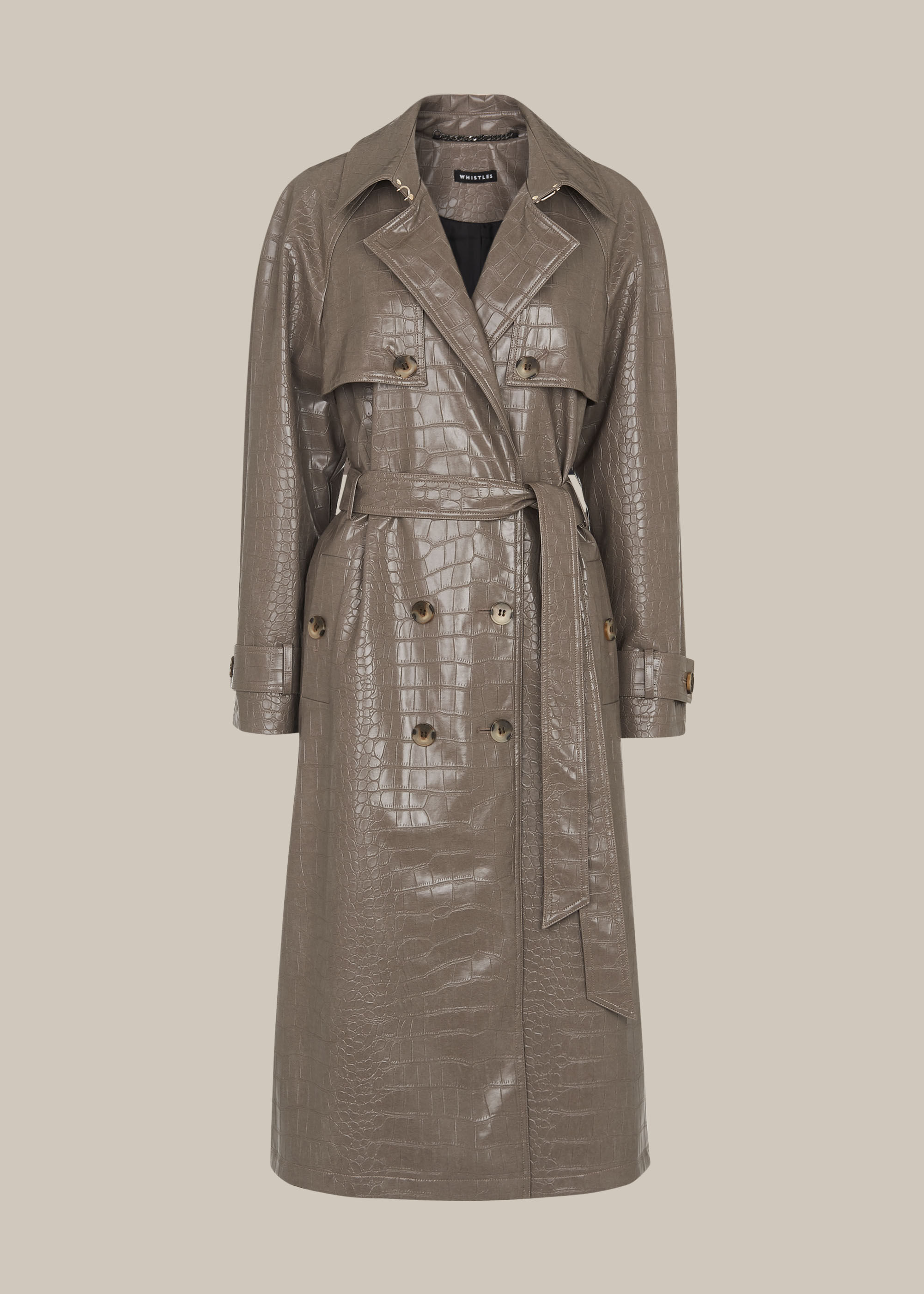 Grey Croc Belted Trench Coat | WHISTLES | Whistles US |