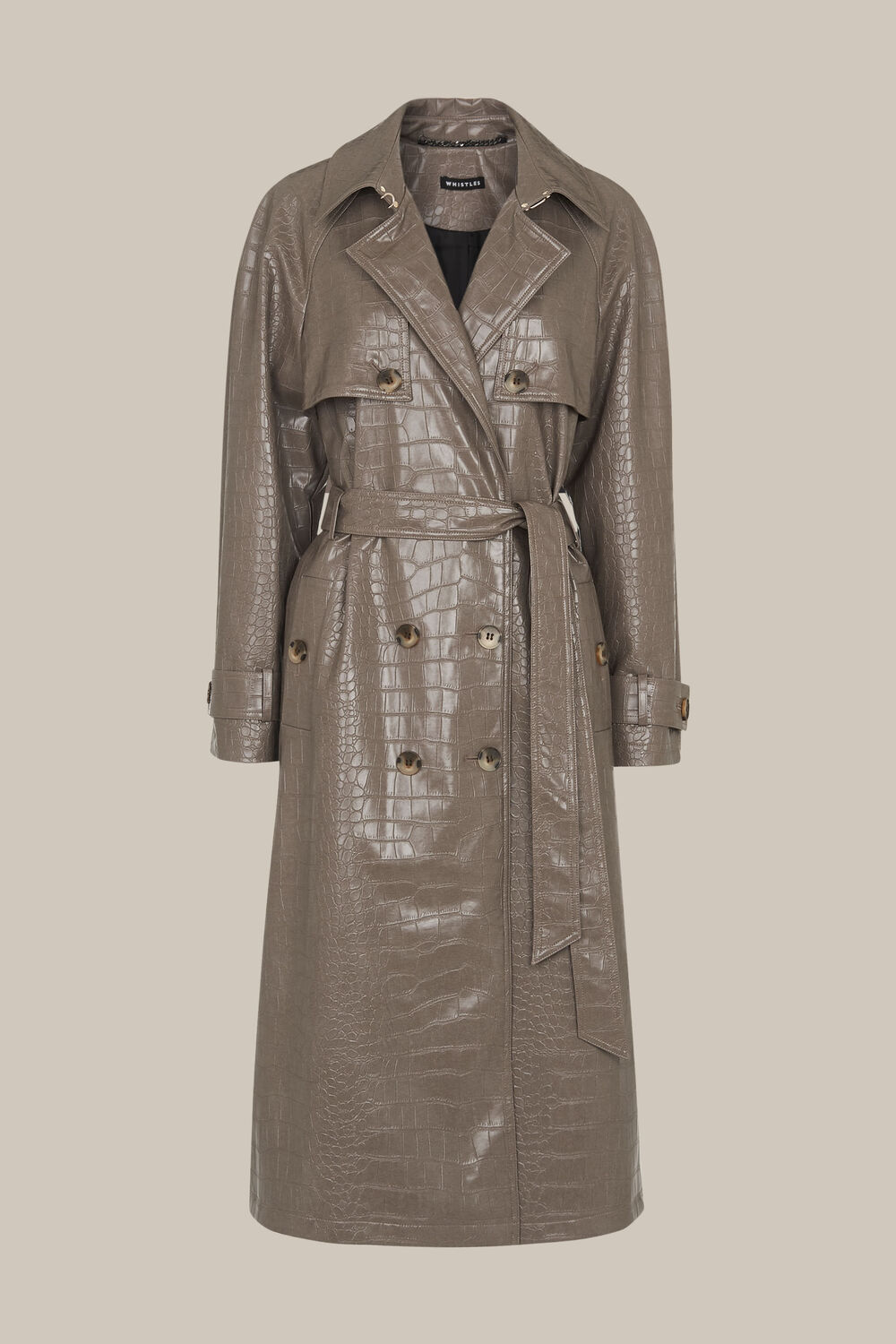 Croc Belted Trench Coat