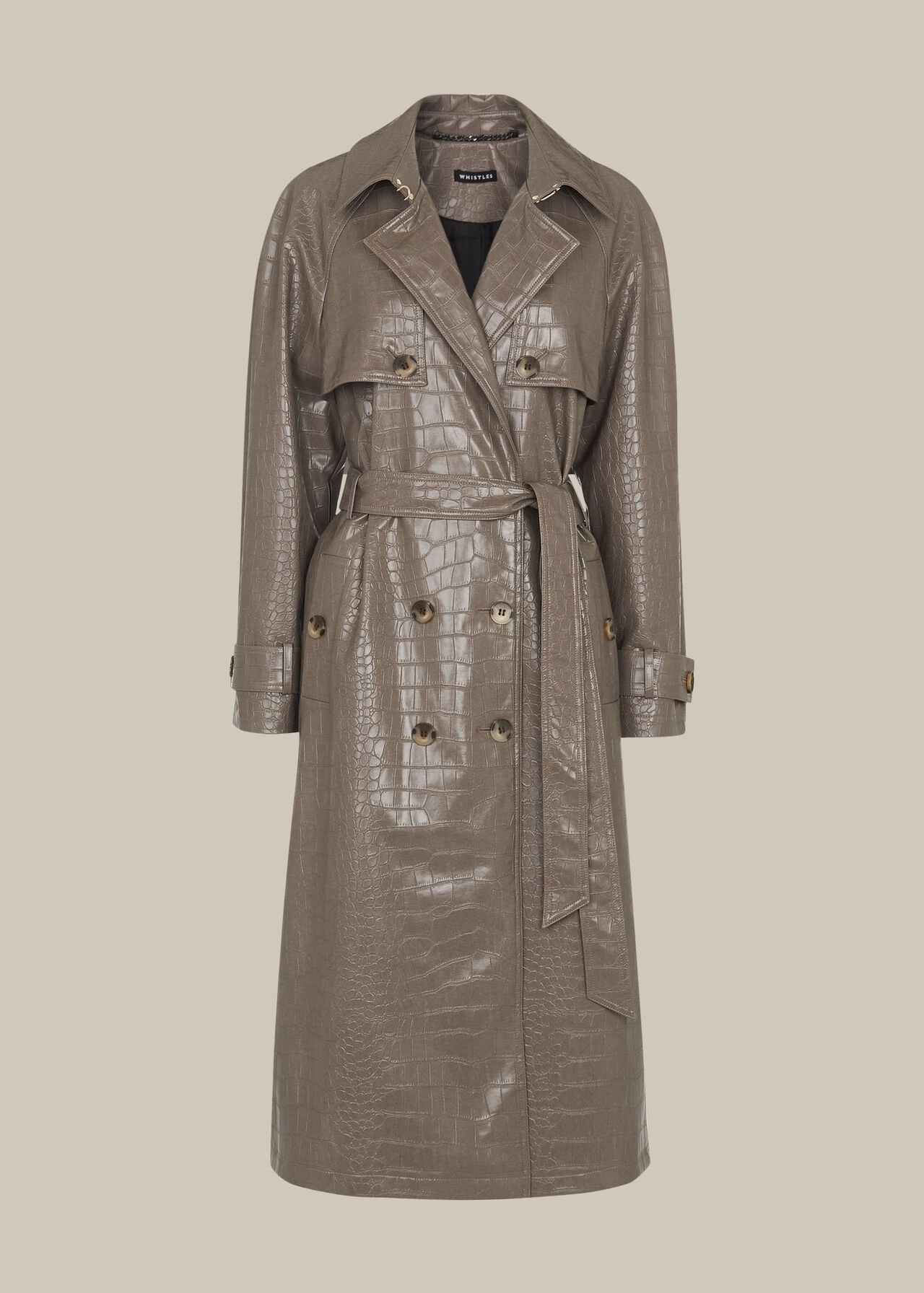 Croc Belted Trench Coat