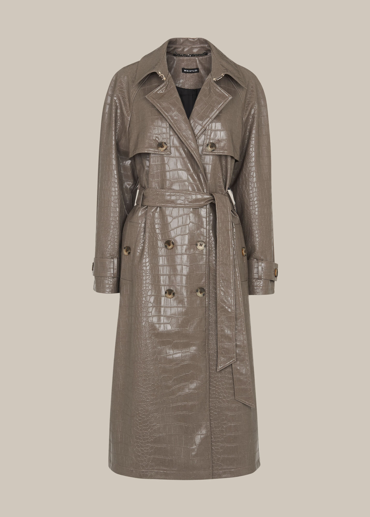 Grey Croc Belted Trench Coat WHISTLES
