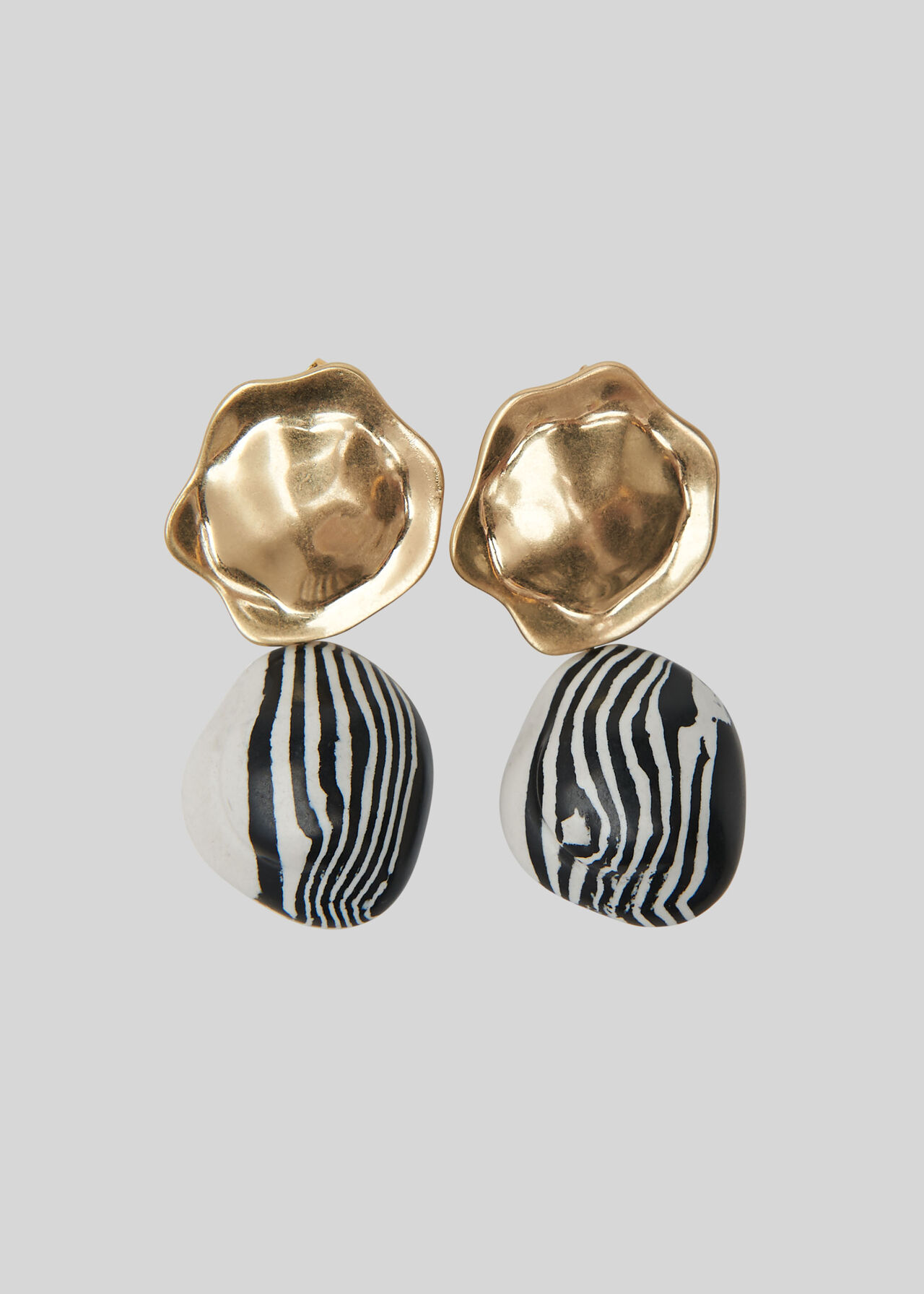 Striped Stone Drop Earring Gold