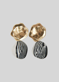 Striped Stone Drop Earring Gold