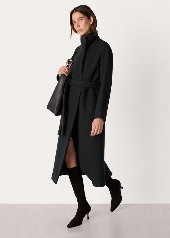 Whistles: Black Morgan Funnel Neck Coat
