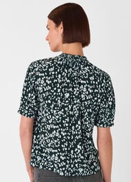 Animal Tie Neck Blouse