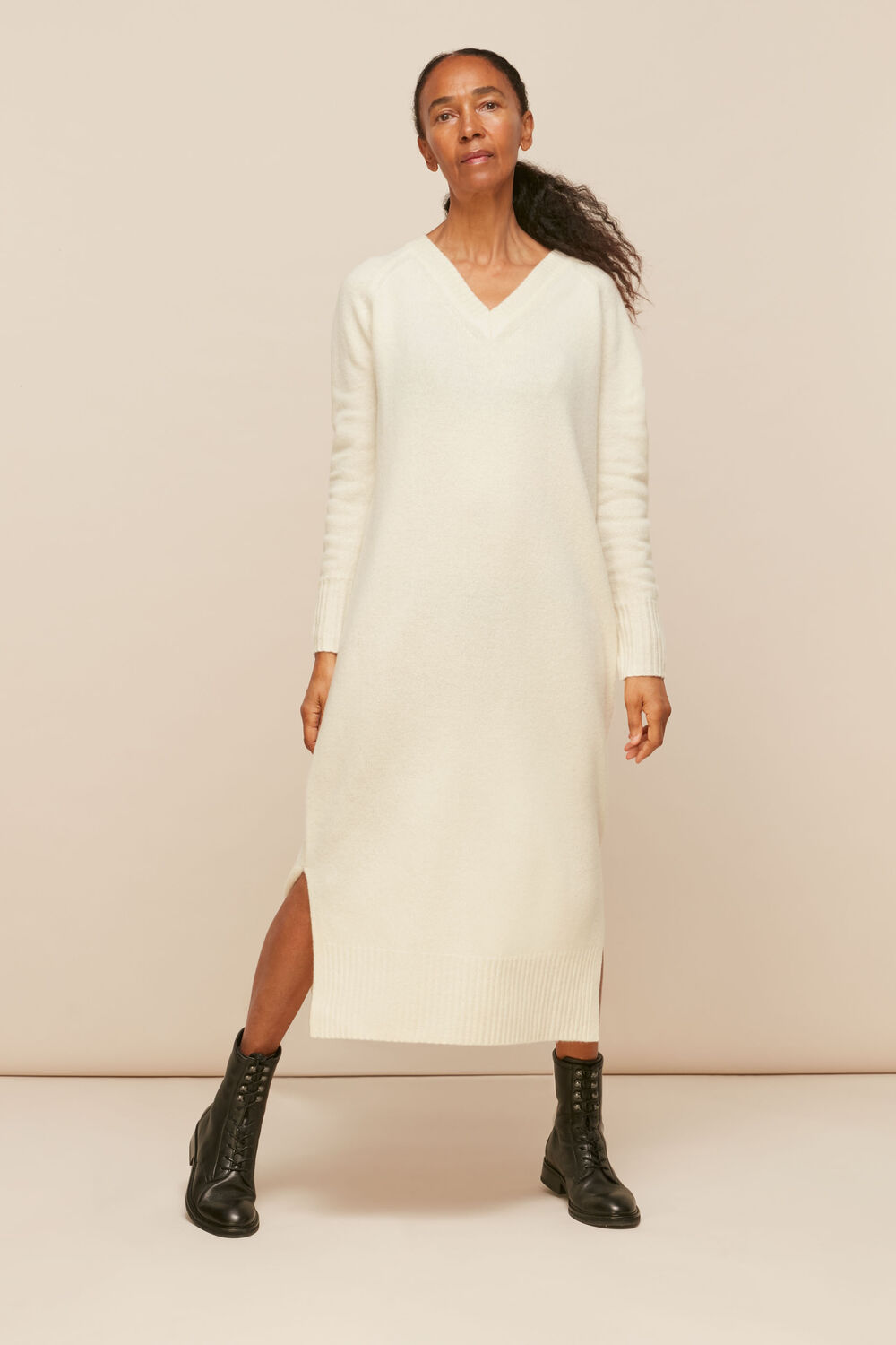V Neck Knitted Dress