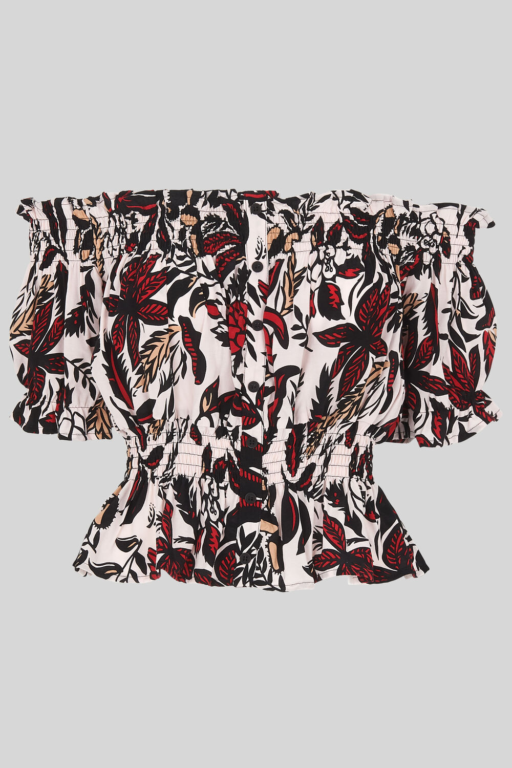 Assorted Leaves Bardot Top Multicolour