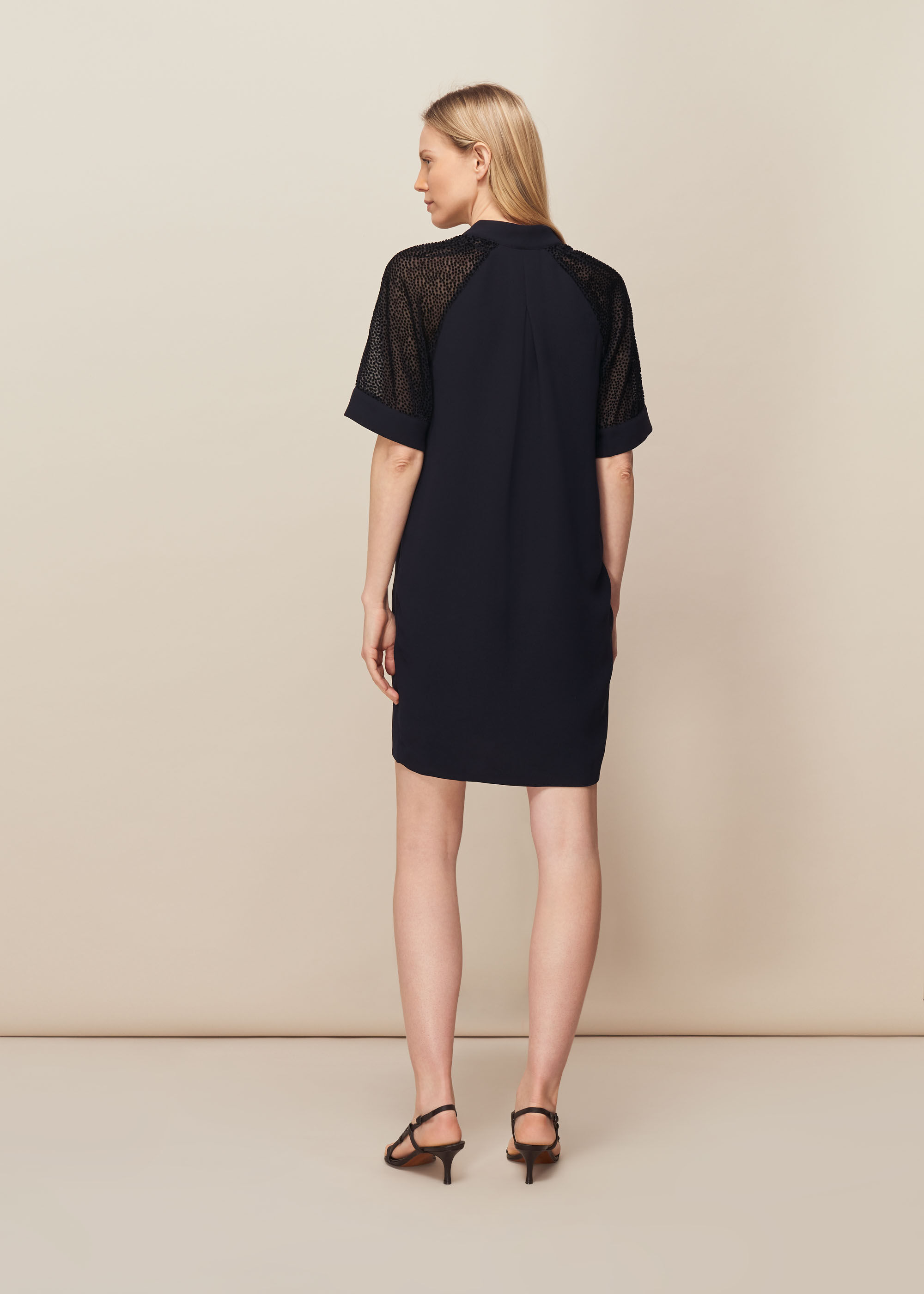 Whistles lina 2025 dobby sleeve dress