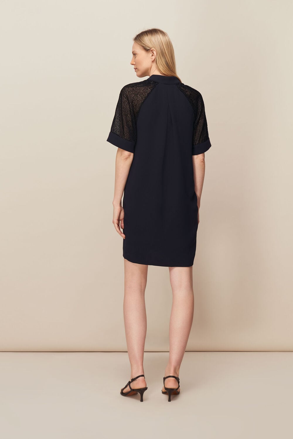 Lina Animal Dobby Dress Navy