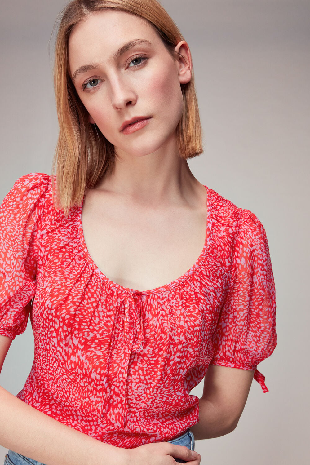 Diagonal Leopard Top
