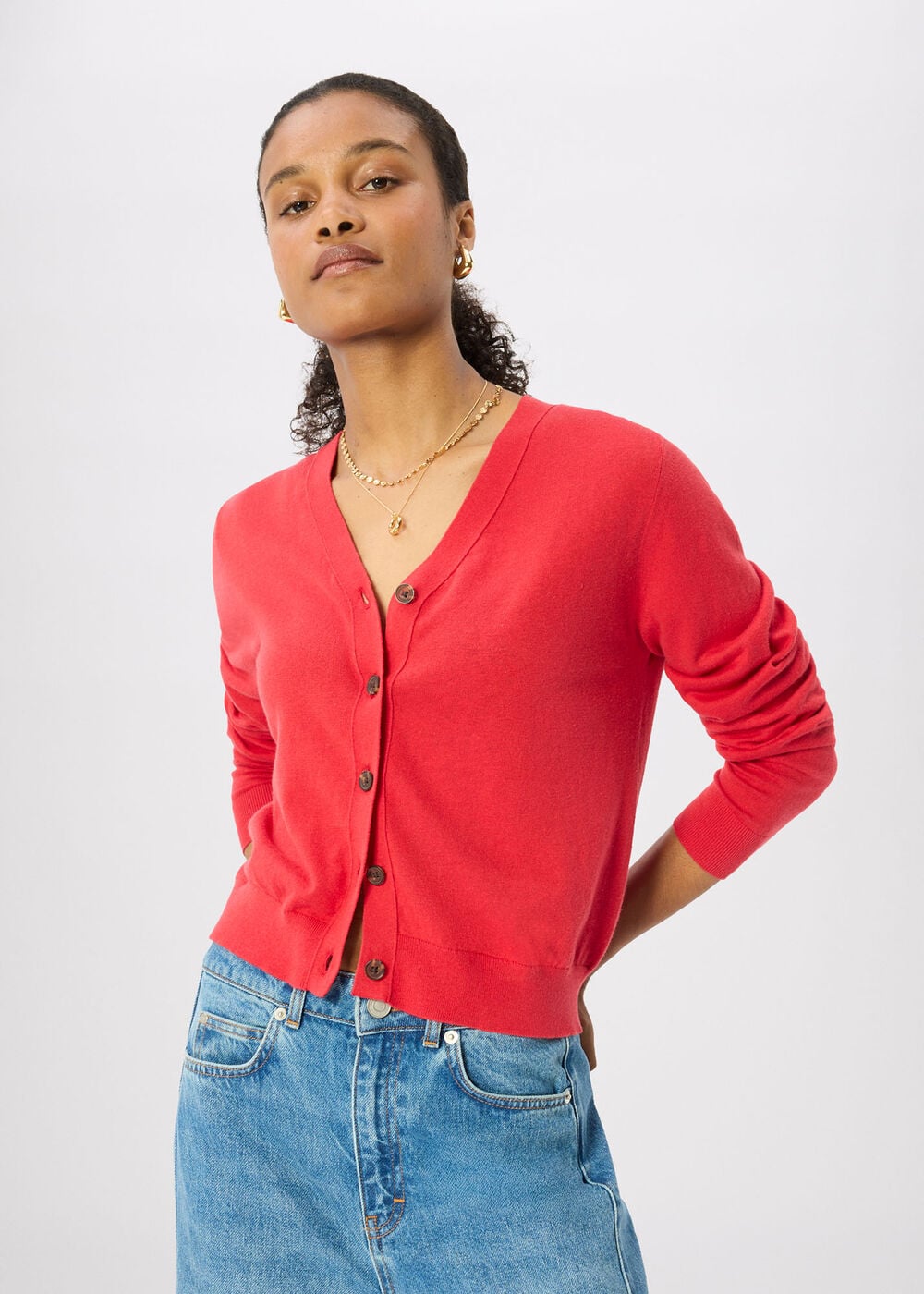 V Neck Linen Cardigan