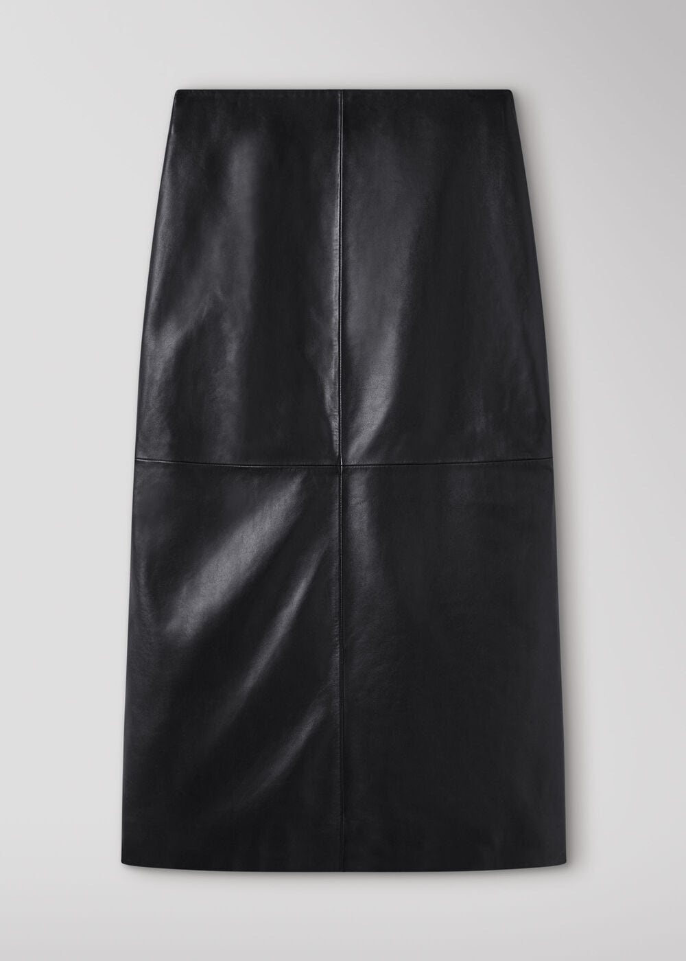 Black Pencil Leather Midi Skirt