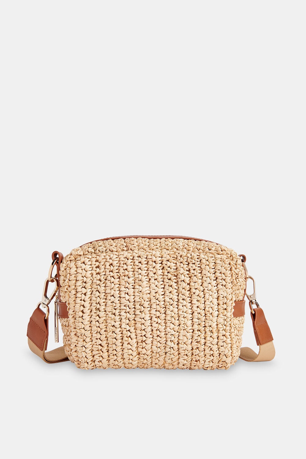 Neutral Straw Bibi Crossbody Bag
