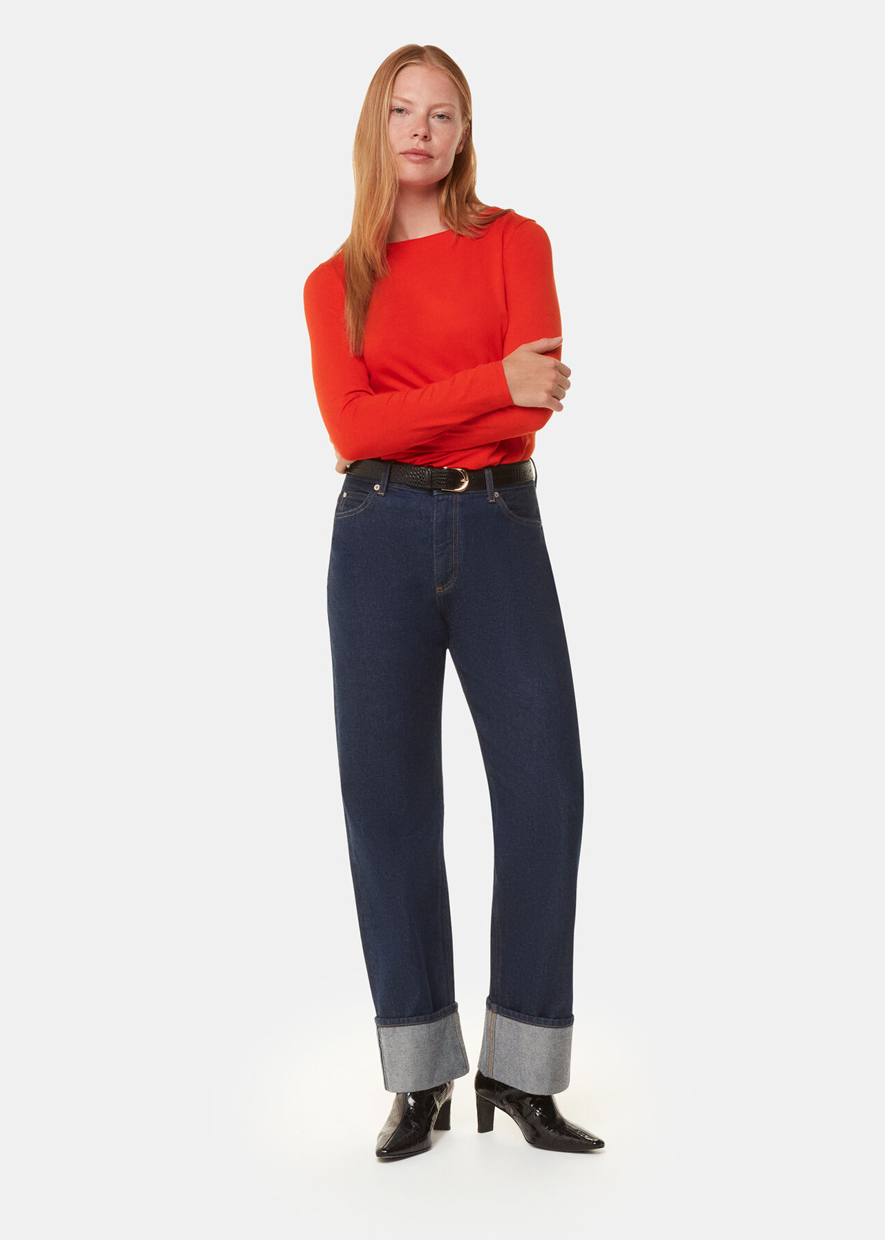 Slim Straight Neck Jersey Top