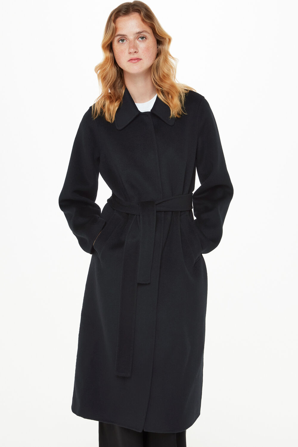 Black Nell Belted Doubled Faced Coat