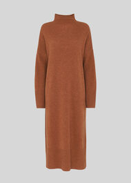 Rib Sleeve Knit Midi Dress Camel