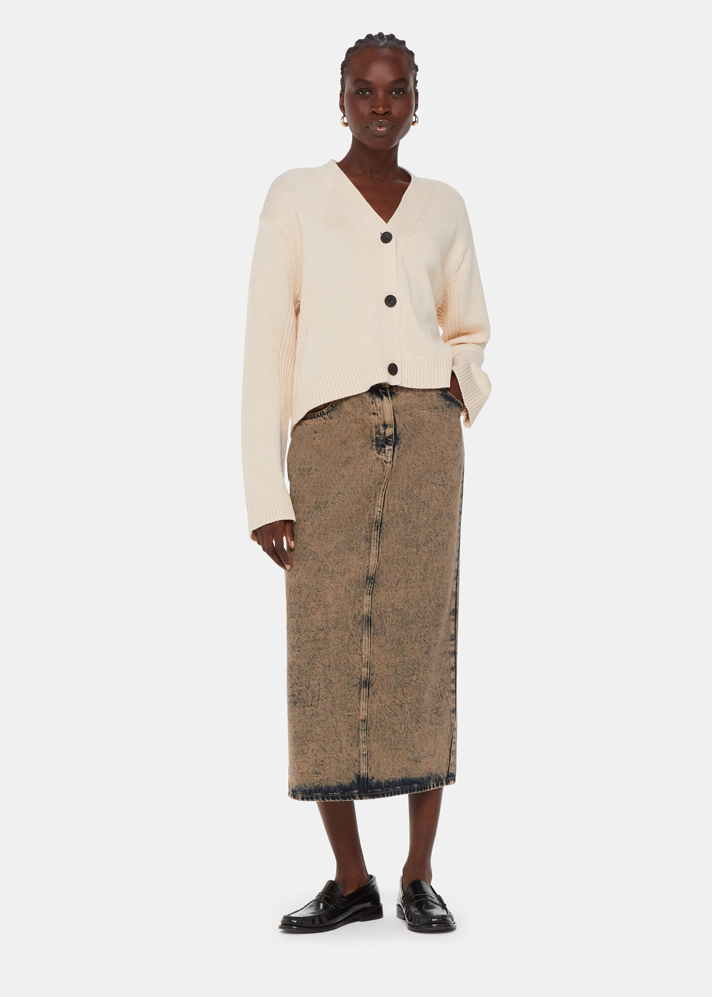 Ivory Nina Button Front Cardigan WHISTLES